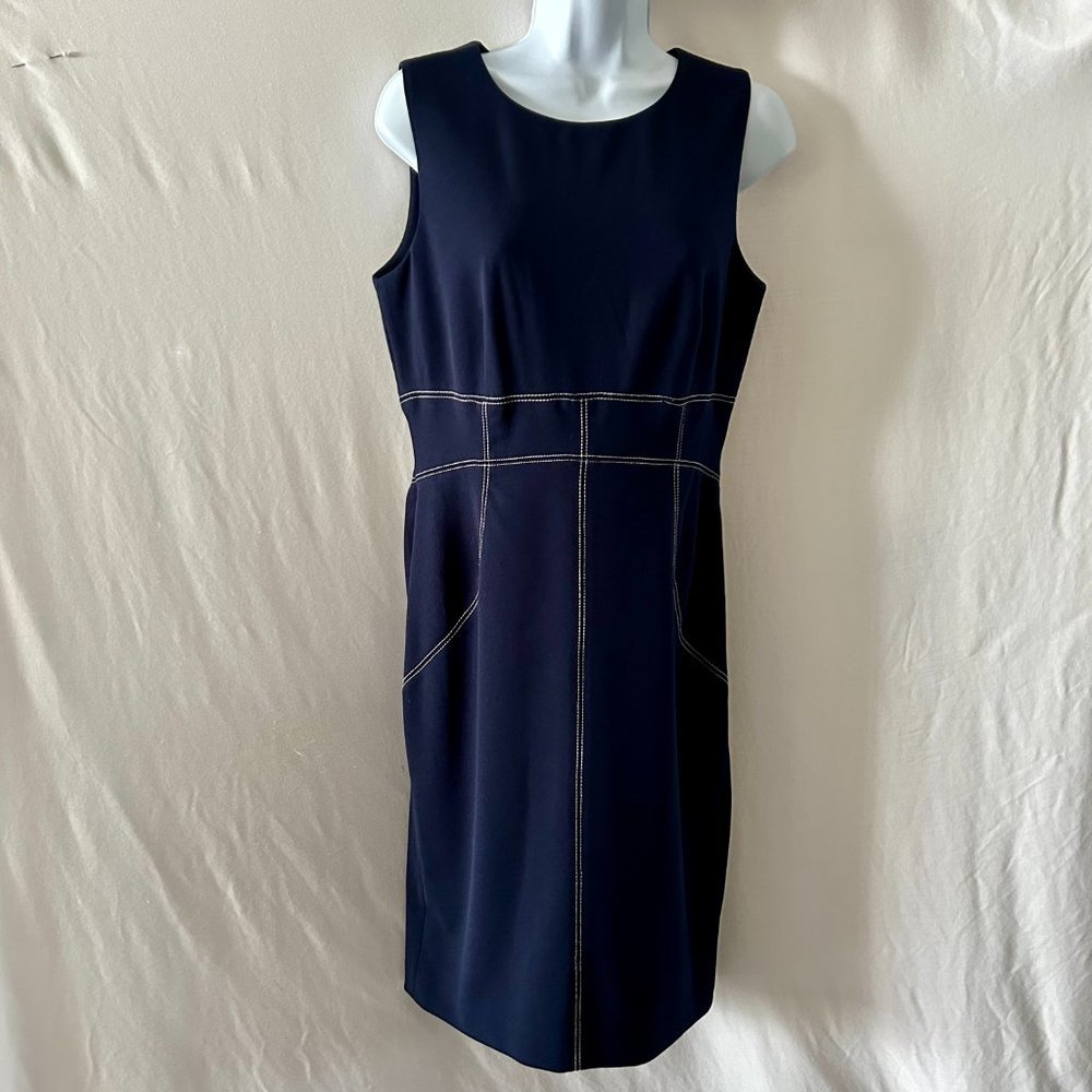 Calvin Klein Navy Blue Sleeveless Sheath Dress Size 6
